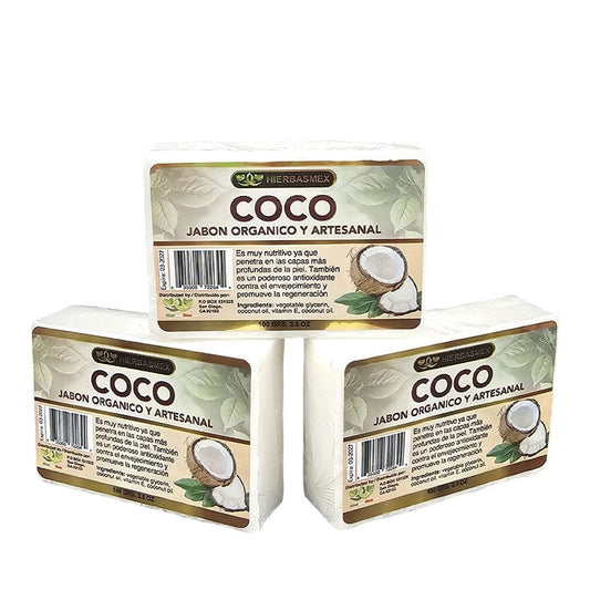 3 Pack Jabon de Barra Bar Soap Coco Coconut