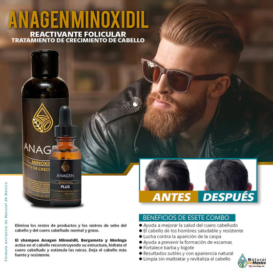 Super Shampoo ANAGEN Bergamota Minoxidil y Moringa