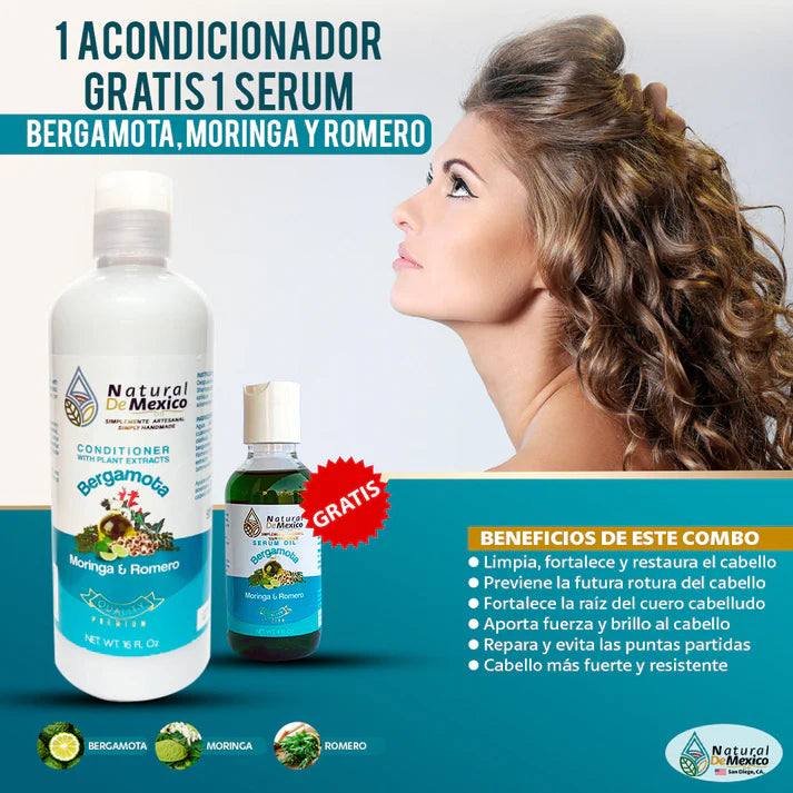 Acondicionador Bergamota Moringa y Romero Gratis 1 Serum