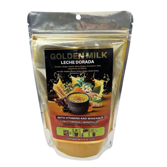 Golden Milk Leche Dorada en Polvo Curcuma Jengibre Canela Powder 4 Oz.