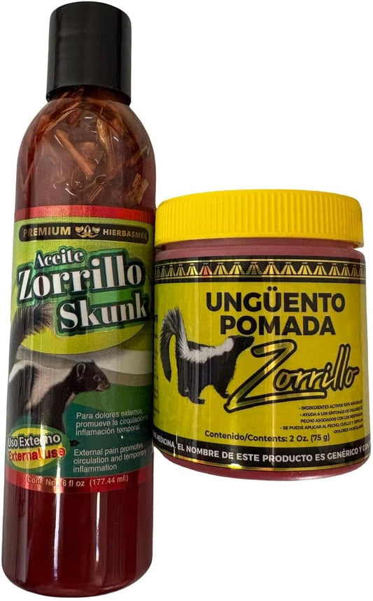 Aceite de Zorillo Skunk Oil 6 fl oz. y Gel de Zorillo 125gr. 100% Natural