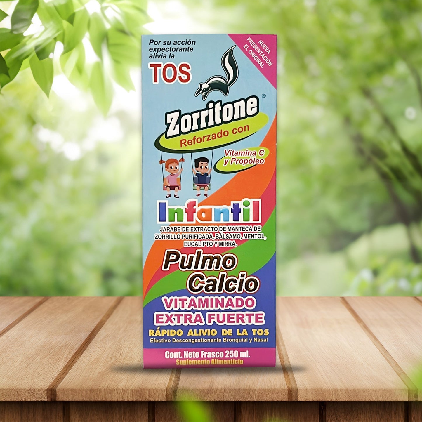 Jarabe Tos Infantil Zorritone Reforzado con Vitamina C y Propóleo Pulmo Calcio Vitaminado Extra Fuerte Frasco 250 ml