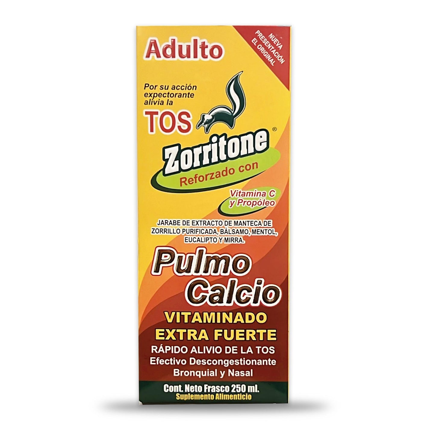 Jarabe Tos  Adulto Zorritone Reforzado con Vitamina C y Propóleo Pulmo Calcio Vitaminado Extra Fuerte 250ml