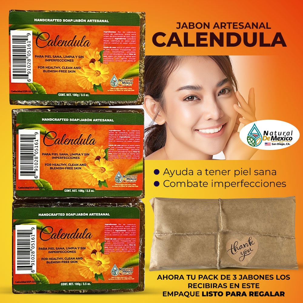 3 Pack Calendula Jabon de Barra Soap Bar