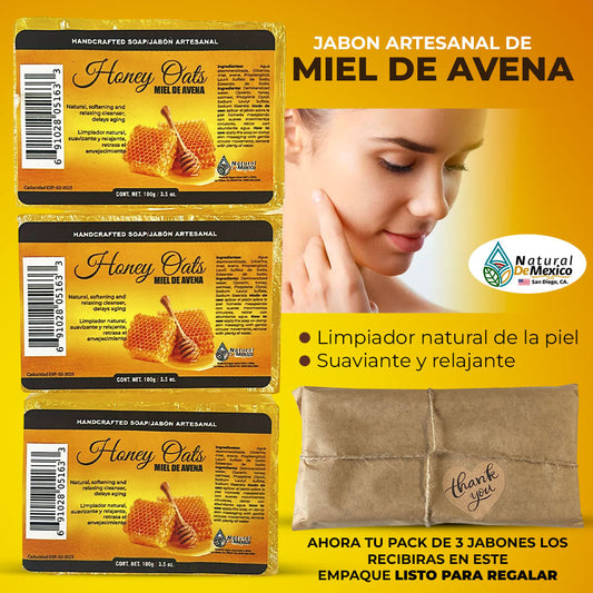 Honey Oats Soap Bar 3 Pack Jabon de Barra